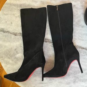 Black suede red bottom boots